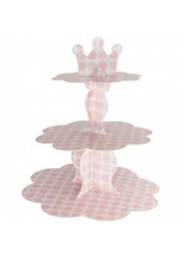 Metalize Pembe Puantiyeli Kek Standı - Gorsel 1