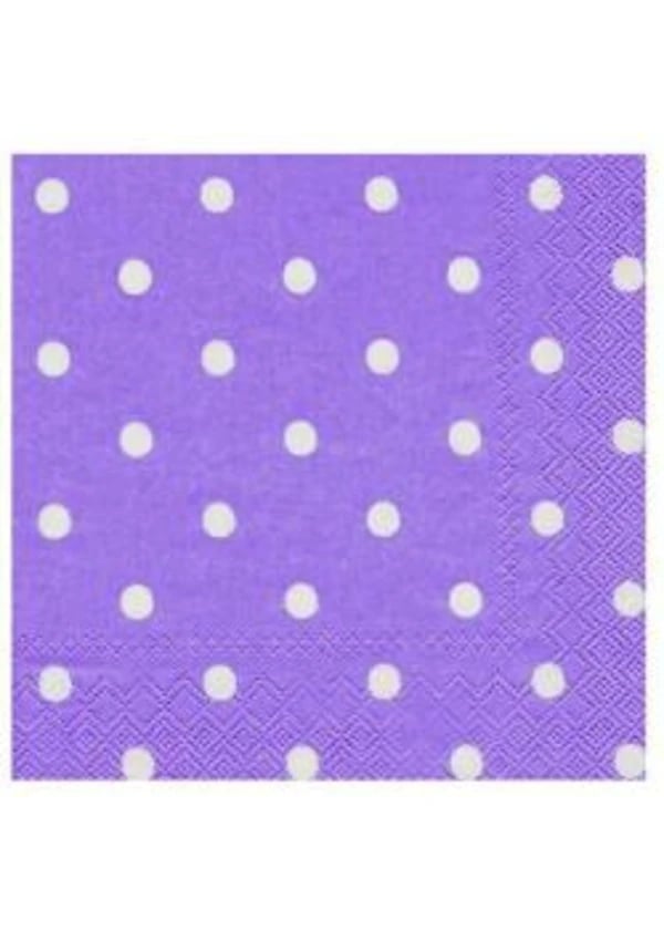 Beyaz Puantiyeli Mor Peçete 20'li - Gorsel 1