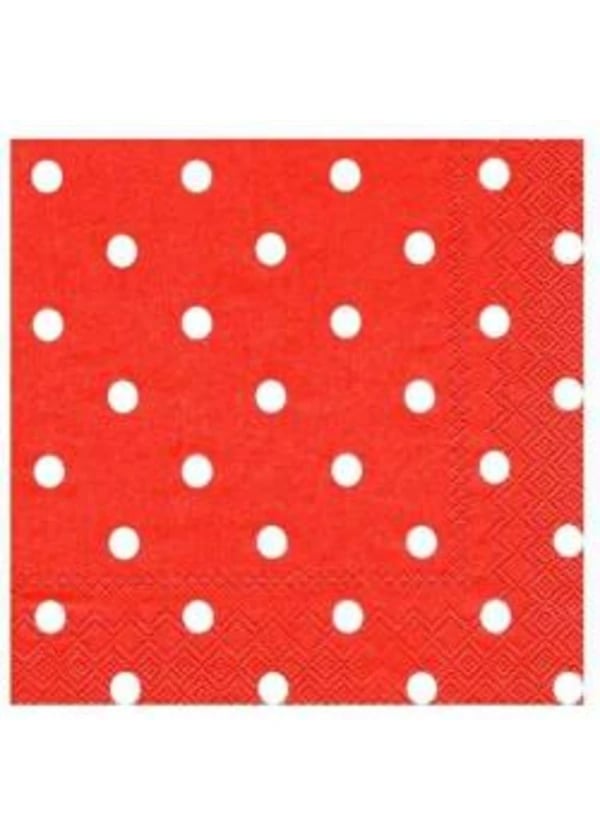 Beyaz Puantiyeli Kırmızı Peçete 20'li - Gorsel 1