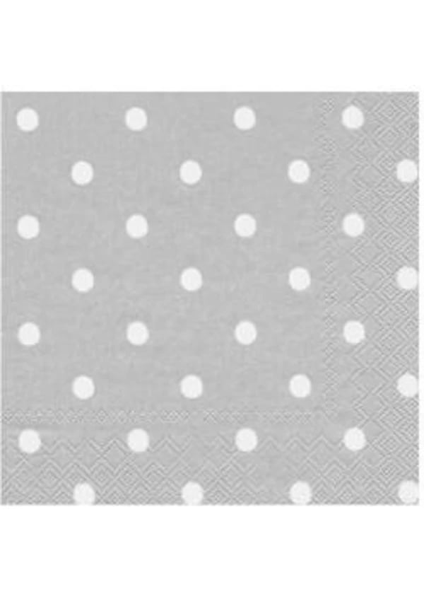 Beyaz Puantiyeli Gümüş Kağıt Peçete 20'li - Gorsel 1