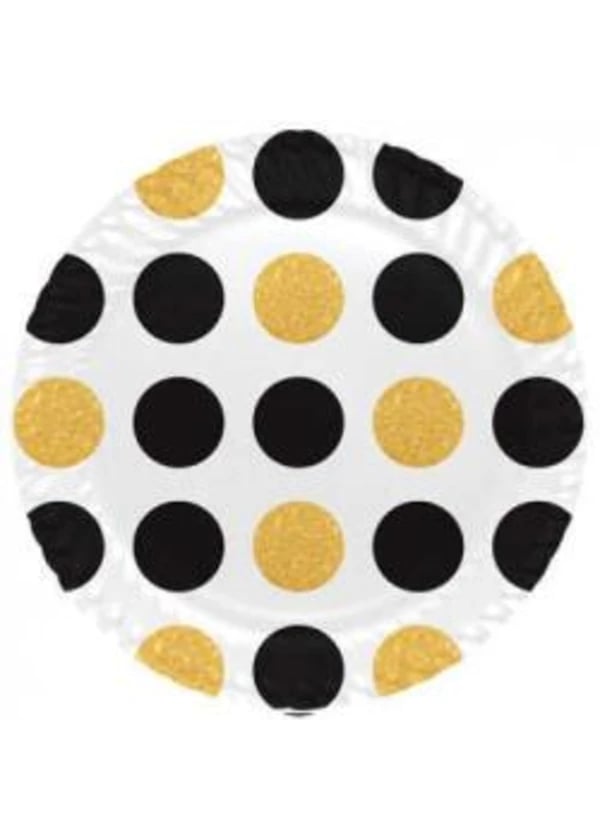 Siyah Altın Puantiyeli Karton Tabak 8'li - Gorsel 1