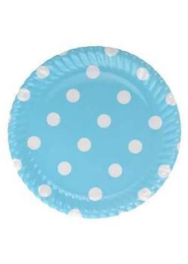 Beyaz Puantiyeli Mavi Karton Tabak 8'li - Gorsel 1