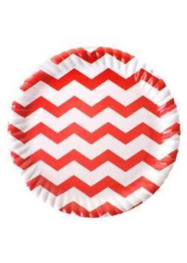 Kırmızı ZigZag Karton Tabak 8'li - Gorsel 1