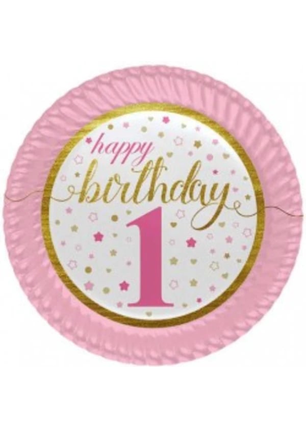 Küçük Yıldızlar 1 Yaş Kız Karton Tabak 23cm - Gorsel 1