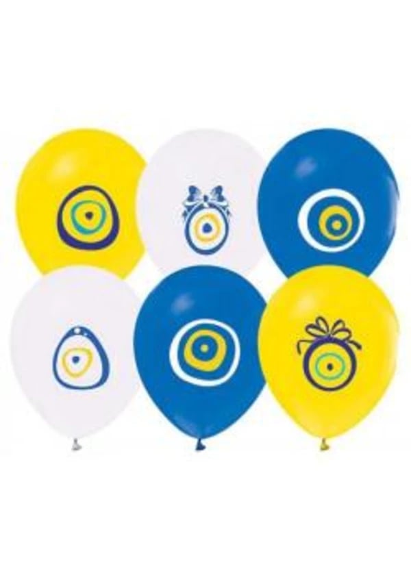 Nazar Boncuğu Baskılı Karışık Balon 5'li Paket - Gorsel 1