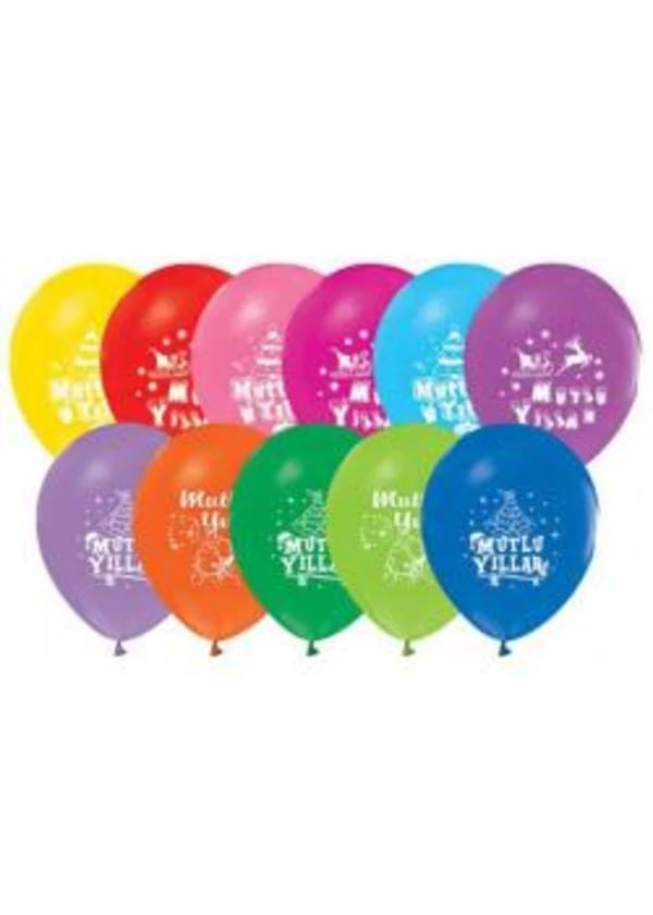 Mutlu Yıllar Baskılı Karışık Balon 5'li Paket - Gorsel 1