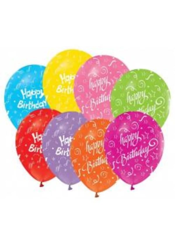 Happy Birthday Baskılı Makaron Karışık Renk Balon 5'li - Gorsel 1