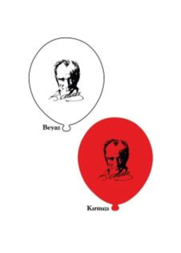 Atatürk Baskılı Kırmızı Beyaz Balon 5'li Paket - Gorsel 1