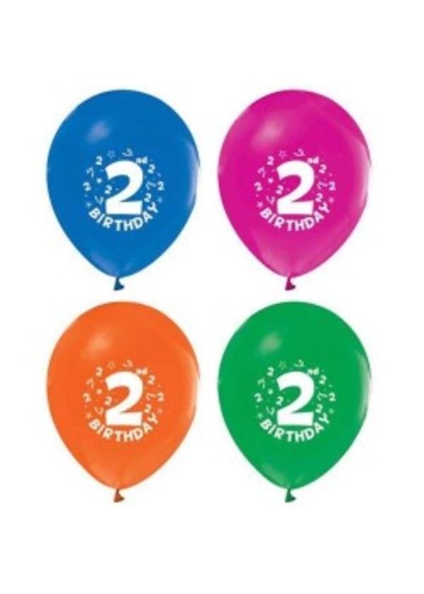 2 Birthday Baskılı Karışık Balon 5'li Paket - Gorsel 1