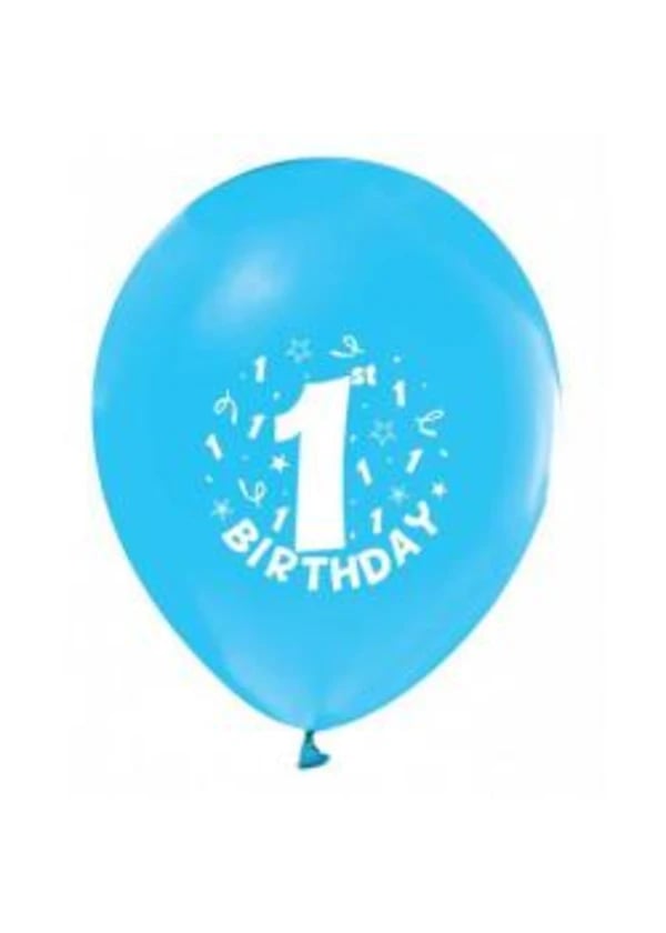1 Happy Birthday Baskılı Açık Mavi Balon 5'li Paket - Gorsel 1