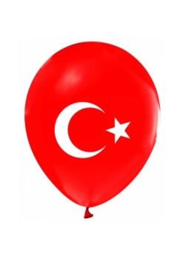 Beyaz Ay Yıldız Baskılı Kırmızı Balon 100'lü Paket - Gorsel 1