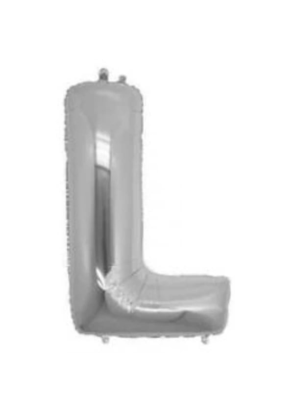 L Harf Folyo Balon Gümüş 100cm - Gorsel 1