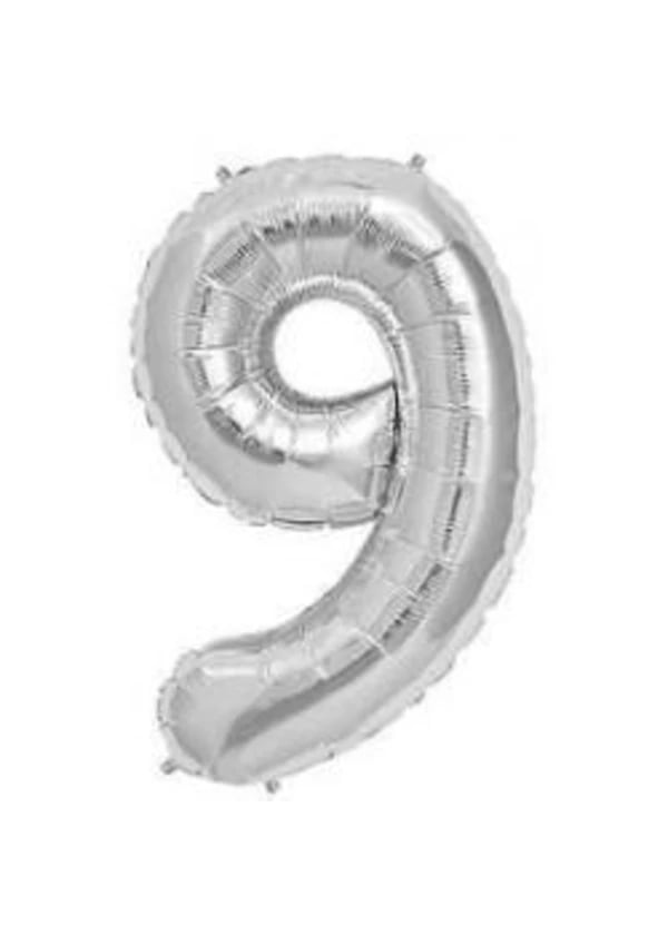 9 Rakam Folyo Balon Gümüş 40cm - Gorsel 1