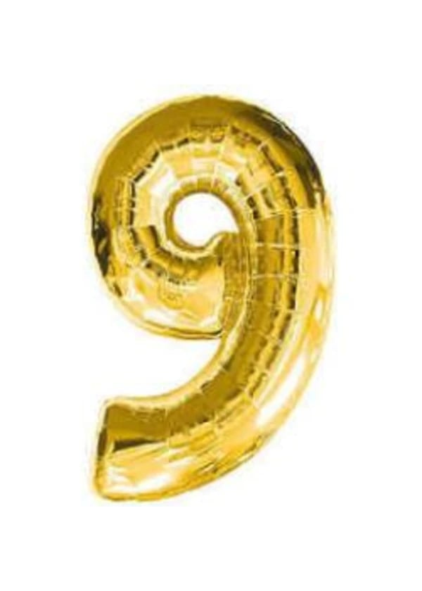 9 Rakam Folyo Balon Altın 40cm - Gorsel 1