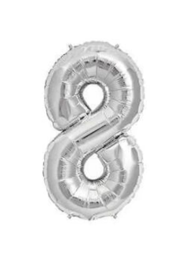 8 Rakam Folyo Balon Gümüş 40cm - Gorsel 1