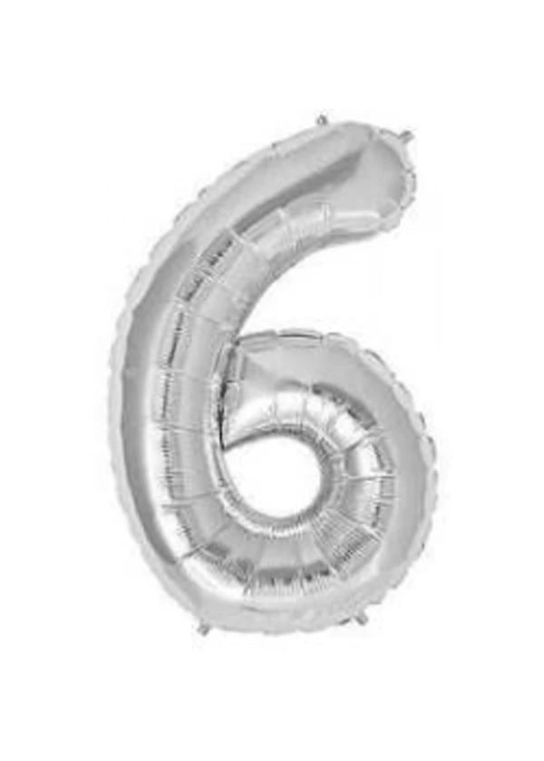 6 Rakam Folyo Balon Gümüş 40cm - Gorsel 1