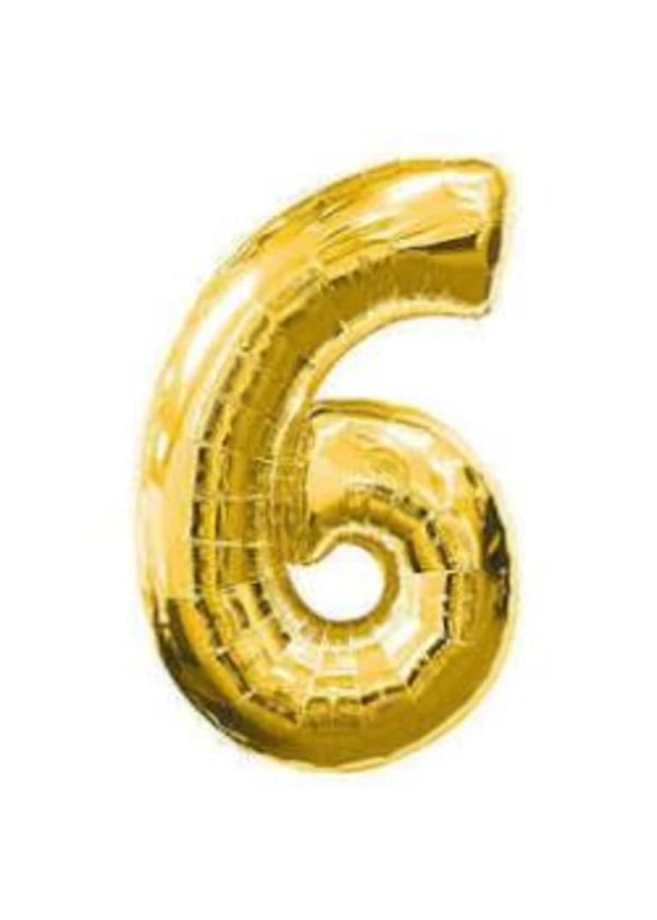 6 Rakam Folyo Balon Altın 40cm - Gorsel 1