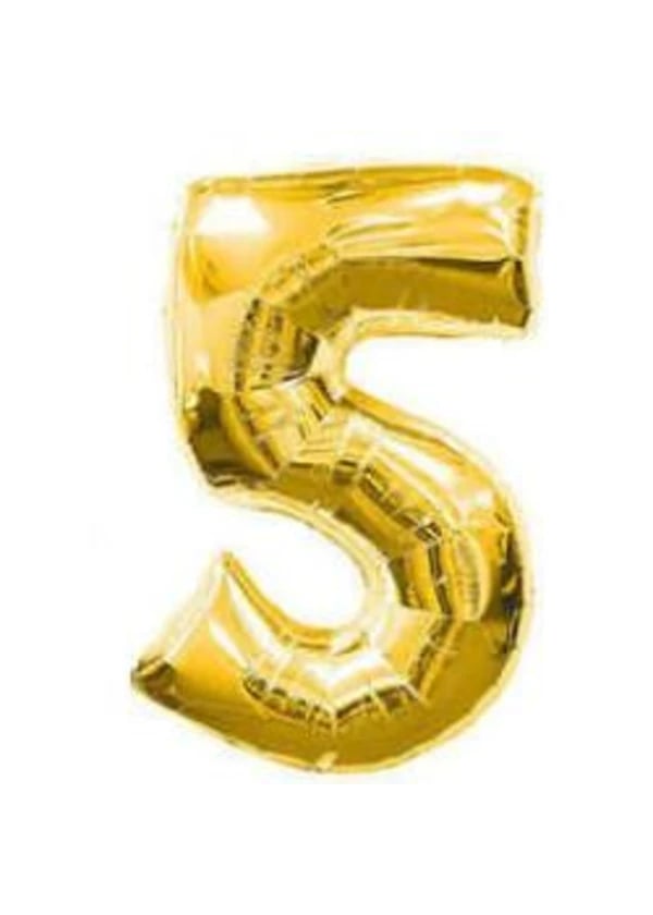 5 Rakam Folyo Balon Altın 40cm - Gorsel 1