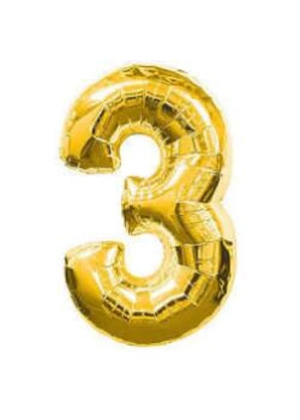 3 Rakam Folyo Balon Altın 40cm - Gorsel 1