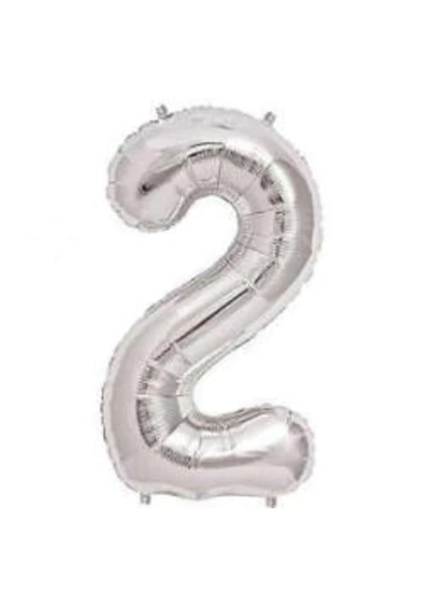 2 Rakam Folyo Balon Gümüş 40cm - Gorsel 1