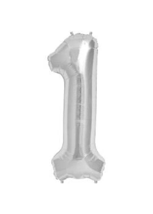 1 Rakam Folyo Balon Gümüş 40cm - Gorsel 1