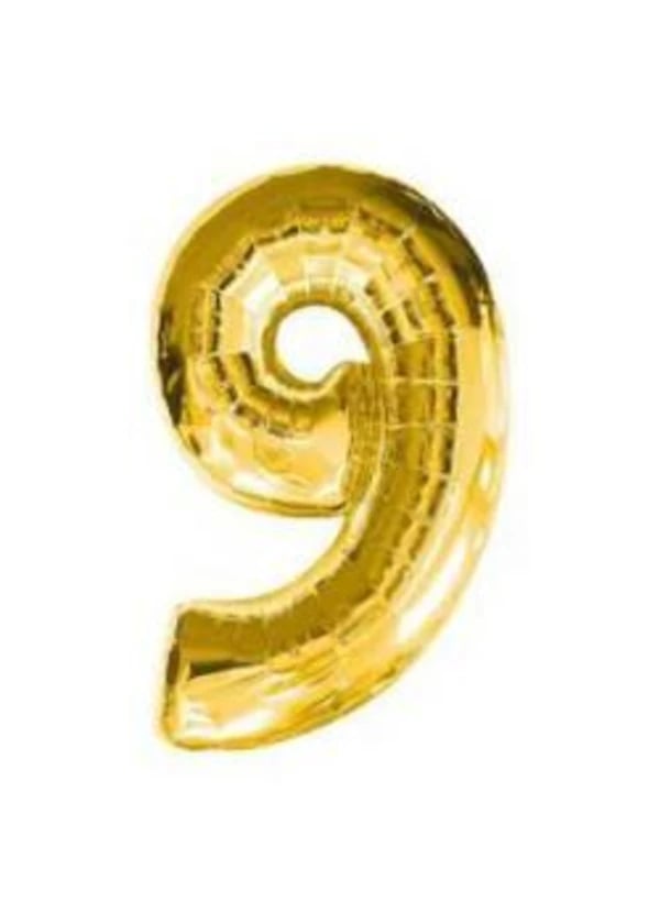 9 Rakam Folyo Balon Altın 100cm - Gorsel 1