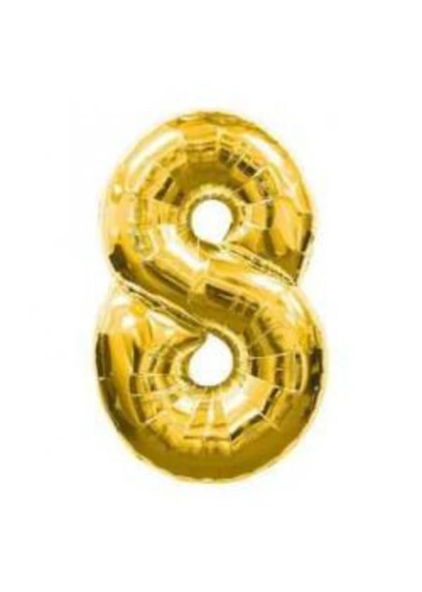 8 Rakam Folyo Balon Altın 100cm - Gorsel 1