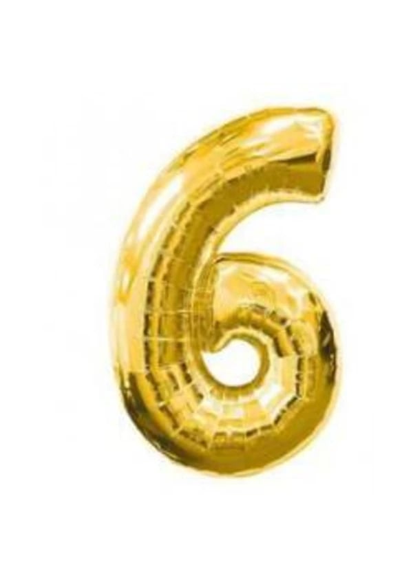 6 Rakam Folyo Balon Altın 100cm - Gorsel 1