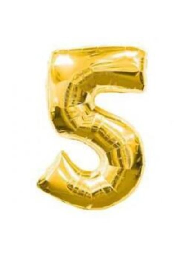 5 Rakam Folyo Balon Altın 100cm - Gorsel 1