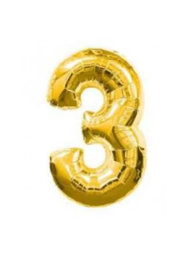 3 Rakam Folyo Balon Altın 100cm - Gorsel 1