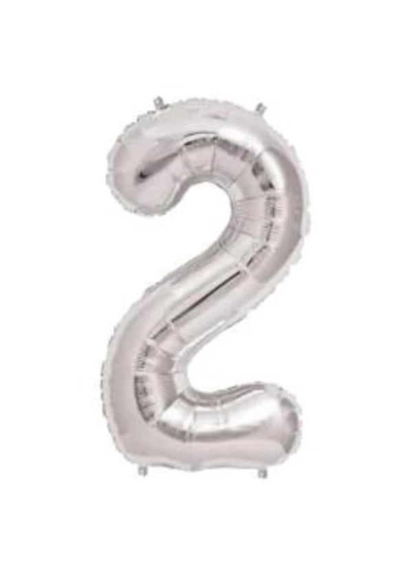 2 Rakam Folyo Balon Gümüş 100cm - Gorsel 1