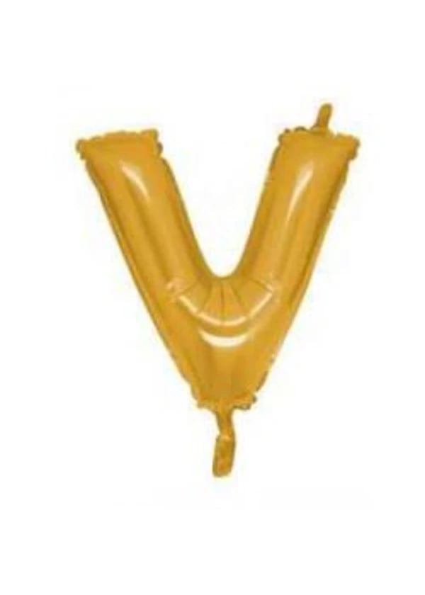 V Harf Folyo Balon Altın 40cm - Gorsel 1