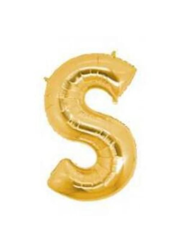 S Harf Folyo Balon Altın 40cm - Gorsel 1