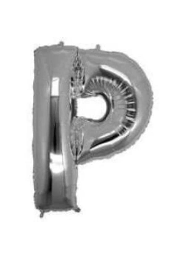 P Harf Folyo Balon Gümüş 40cm - Gorsel 1