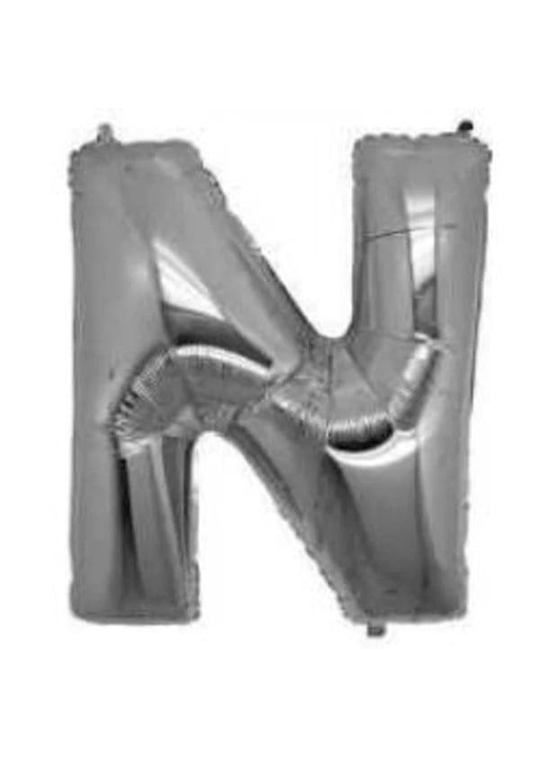 N Harf Folyo Balon Gümüş 40cm - Gorsel 1