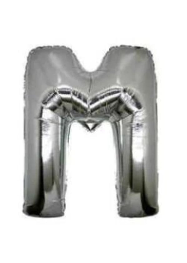 M Harf Folyo Balon Gümüş 40cm - Gorsel 1