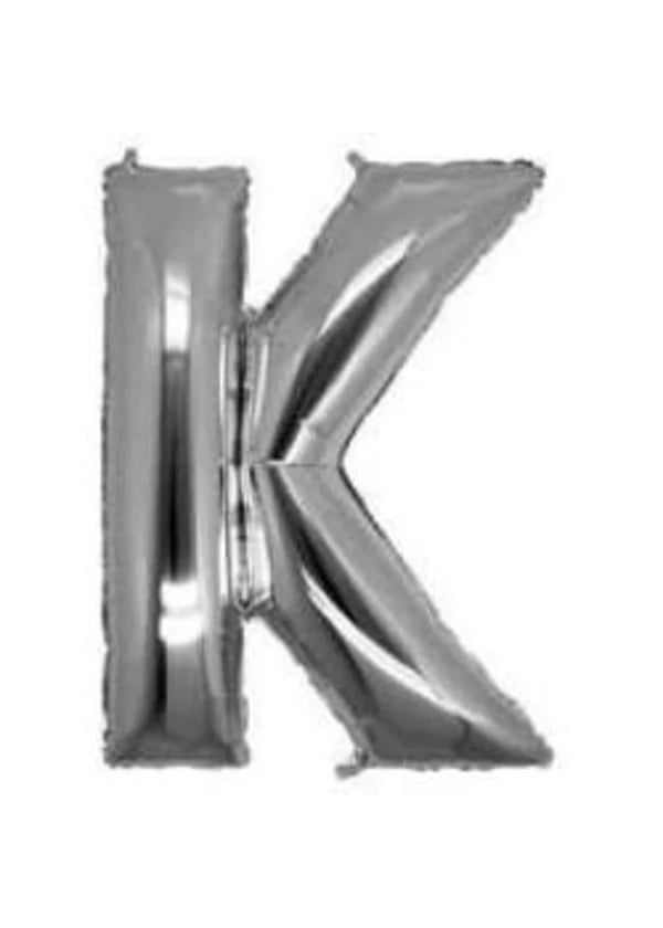 K Harf Folyo Balon Gümüş 40cm - Gorsel 1