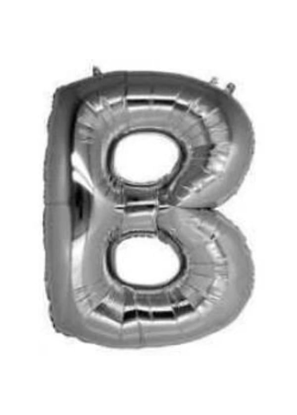 B Harf Folyo Balon Gümüş 40cm - Gorsel 1