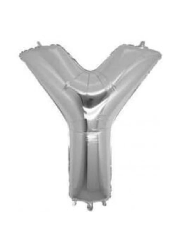 Y Harf Folyo Balon Gümüş 100cm - Gorsel 1