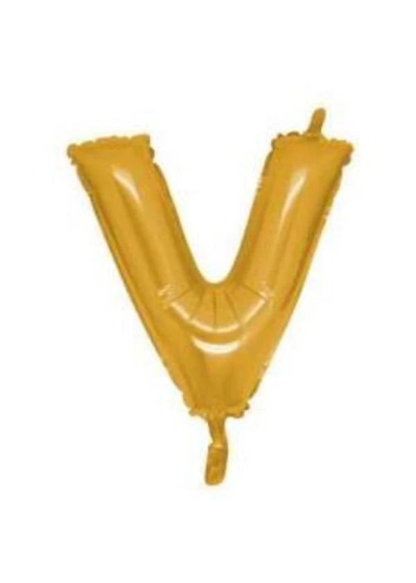 V Harf Folyo Balon Altın 100cm - Gorsel 1