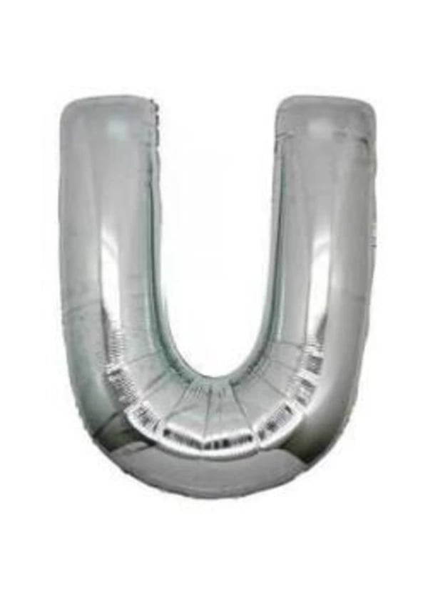 U Harf Folyo Balon Gümüş 100cm - Gorsel 1