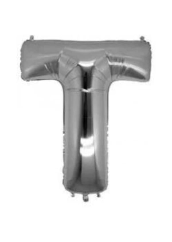 T Harf Folyo Balon Gümüş 100cm - Gorsel 1