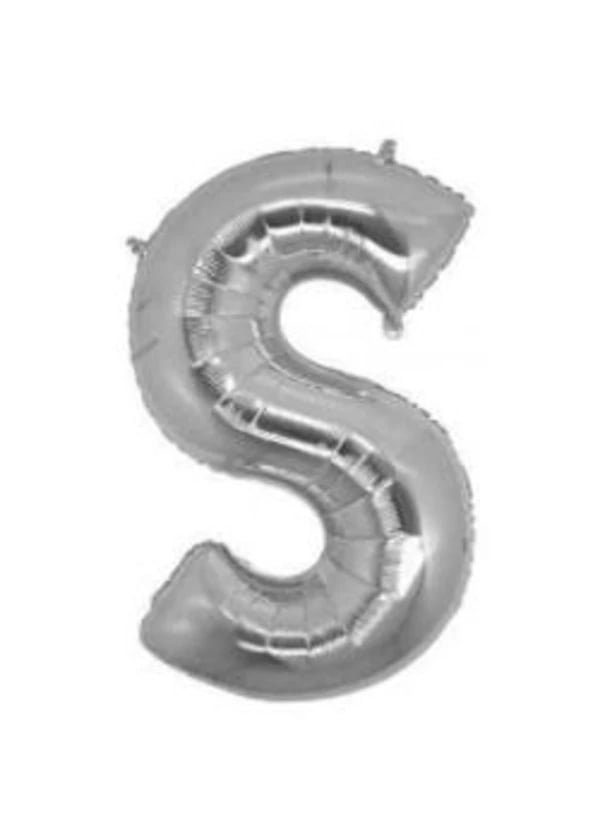 S Harf Folyo Balon Gümüş 100cm - Gorsel 1