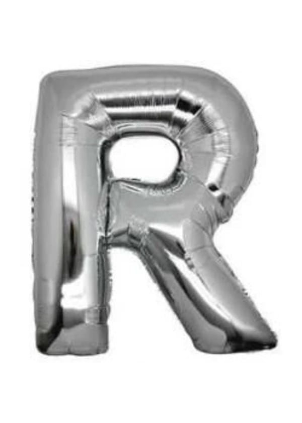 R Harf Folyo Balon Gümüş 100cm - Gorsel 1