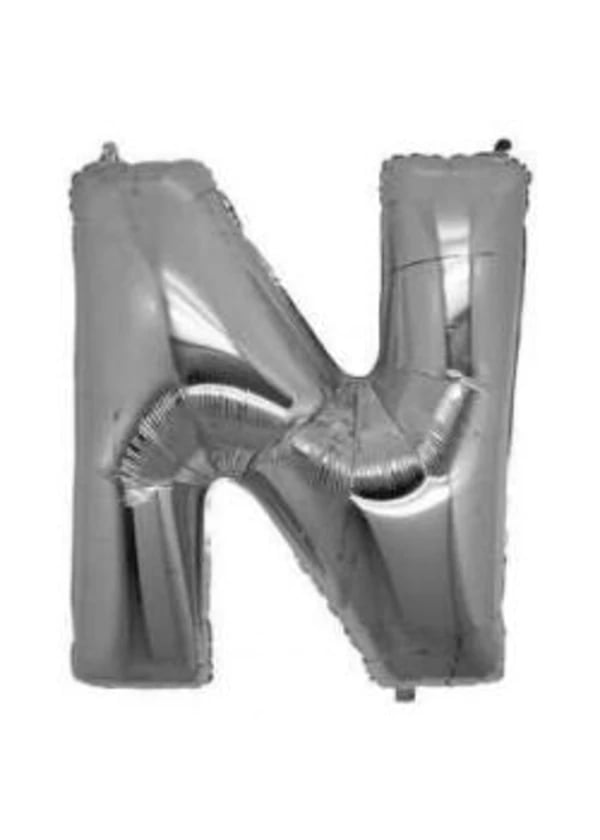 N Harf Folyo Balon Gümüş 100cm - Gorsel 1