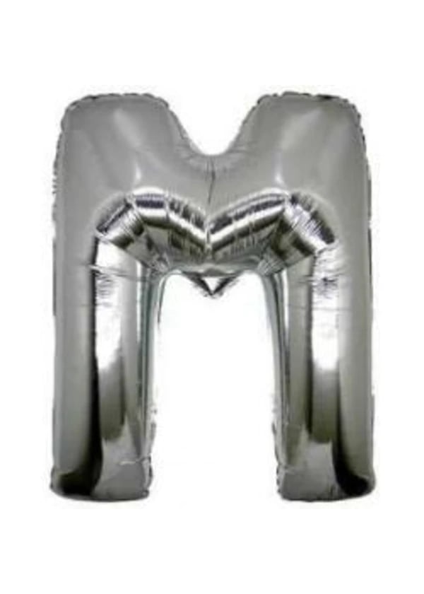 M Harf Folyo Balon Gümüş 100cm - Gorsel 1