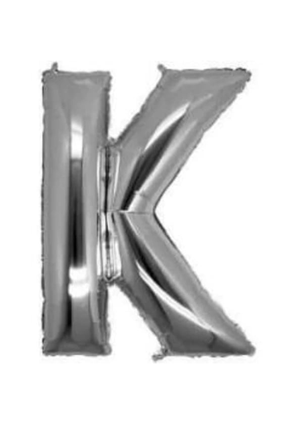 K Harf Folyo Balon Gümüş 100cm - Gorsel 1