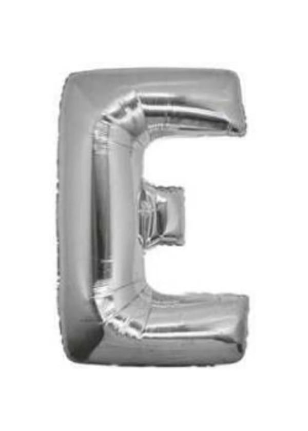 E Harf Folyo Balon Gümüş 100cm - Gorsel 1