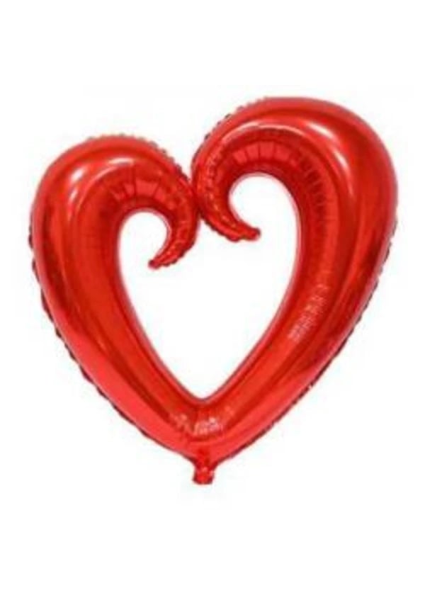 Kıvrımlı İçi Boş Kırmızı Kalp Folyo Balon 100cm - Gorsel 1