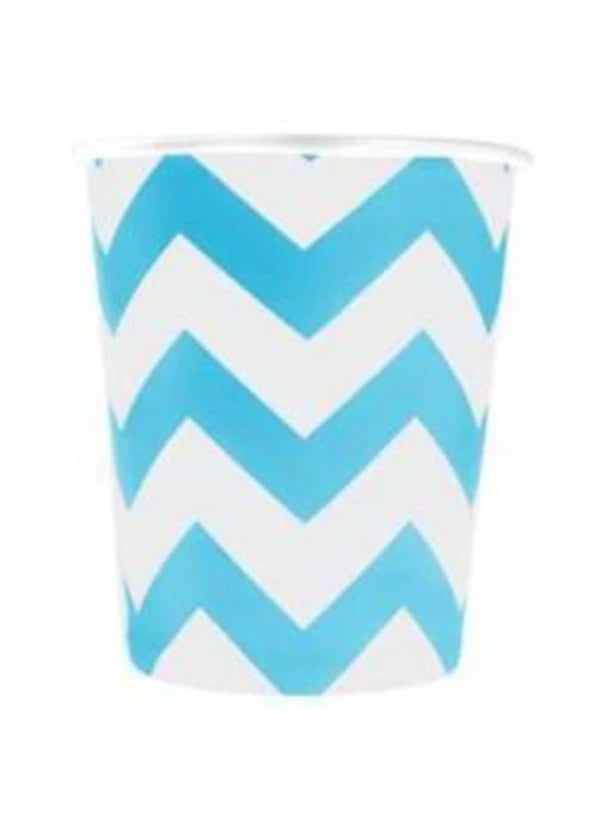 Turkuaz Zigzag Karton Bardak 8'li - Gorsel 1